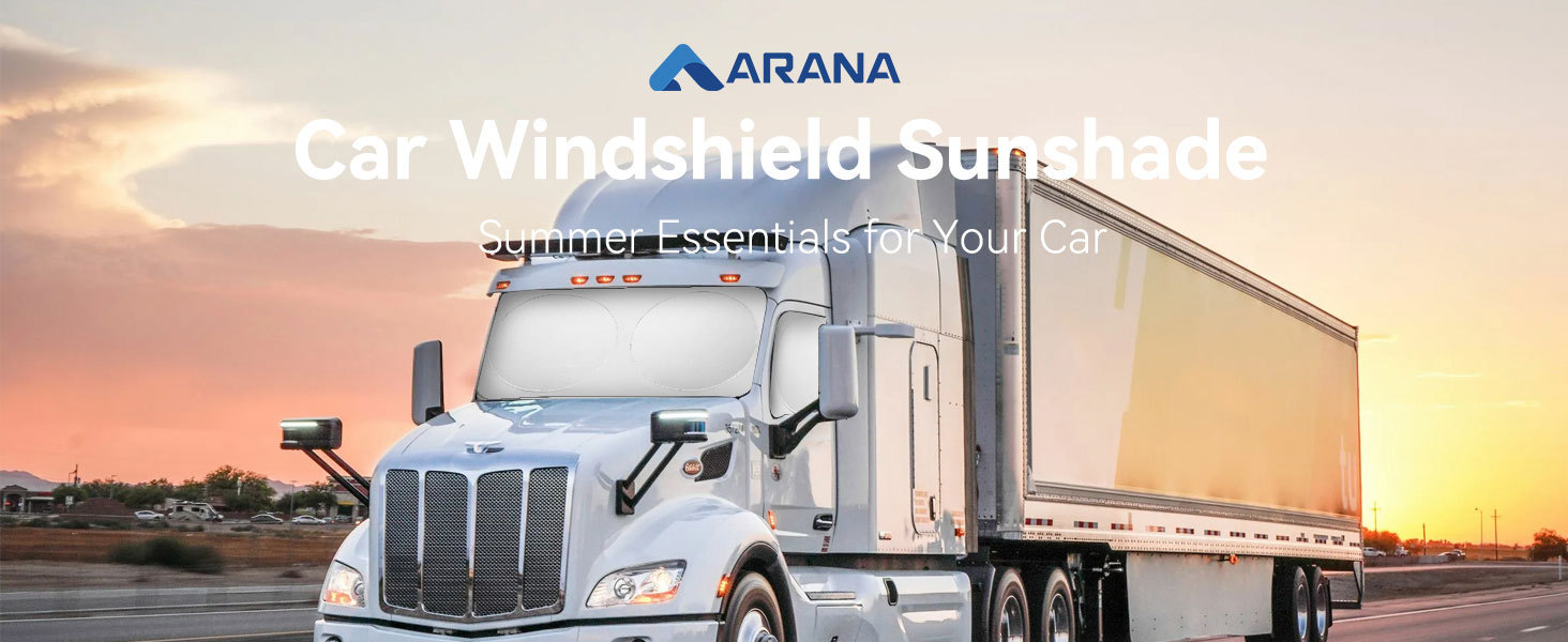 Truck Front Sunshade with Four Circles, Extended Full Window Coverage, Thickened 240t Silver-Coated Cloth Sunshade and Heat Insulation Sunshade
