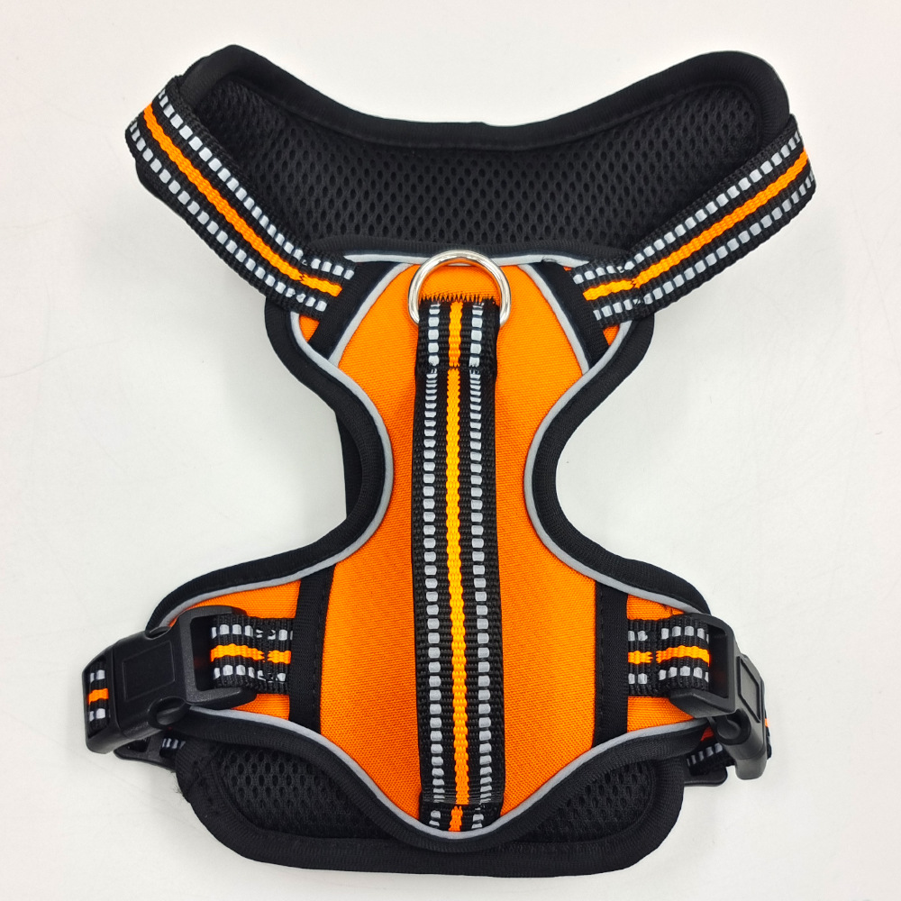 Pecho de mascota espalda reflectante cómodo a prueba de explosiones mango vertical pecho trasero traje de tracción perro caminando con mango chaleco de doble capa