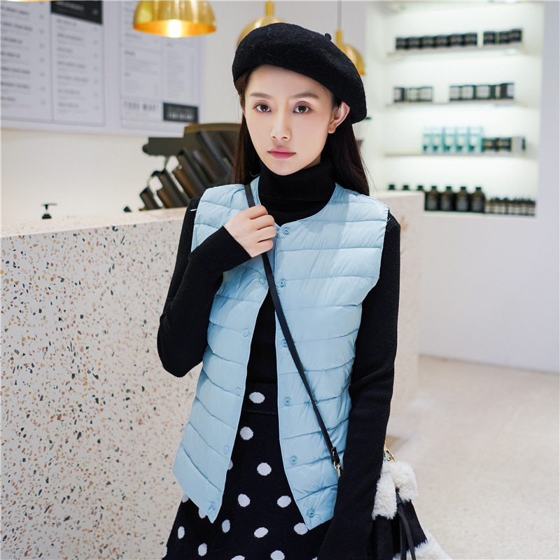 Cross-Border Supply New down Jacket Vest Women's Thin Collarless Slim Short down Thermal Vest Manufacturer Wholesale