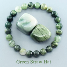 Natural Green Straw Hat Stone Beads Bracelet Men Natural�羳