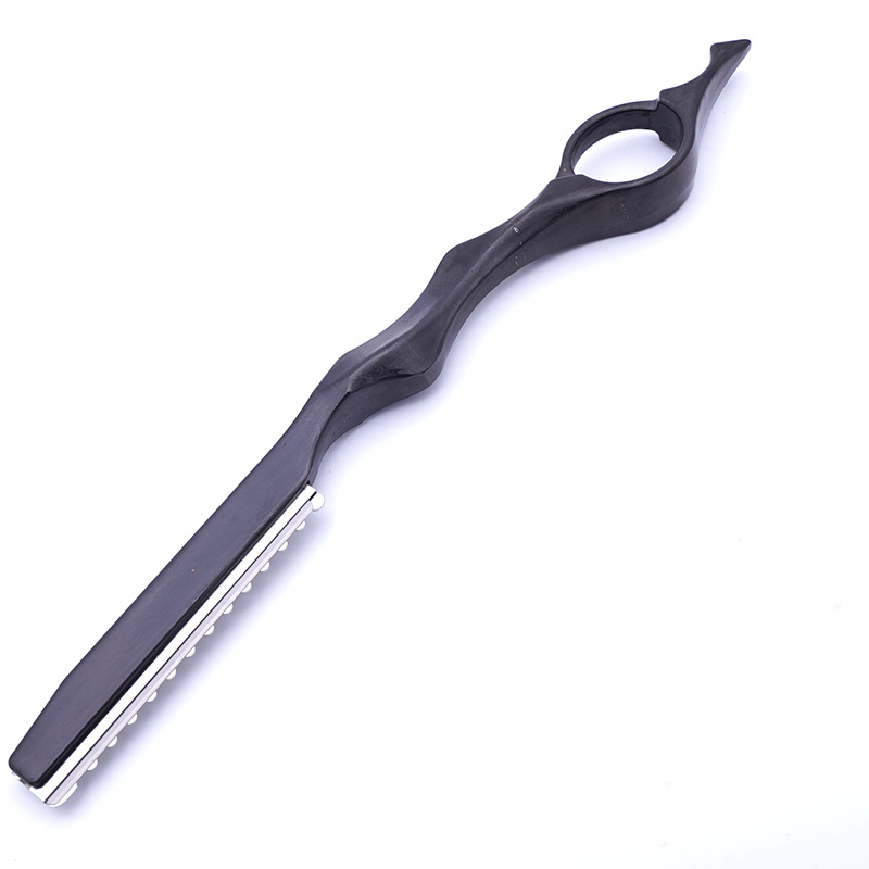 Fábrica directa peluquería metal peluquero pelo corte cuchillo fino pelo roto fino cuchillo con cuchilla dentada mano raspador