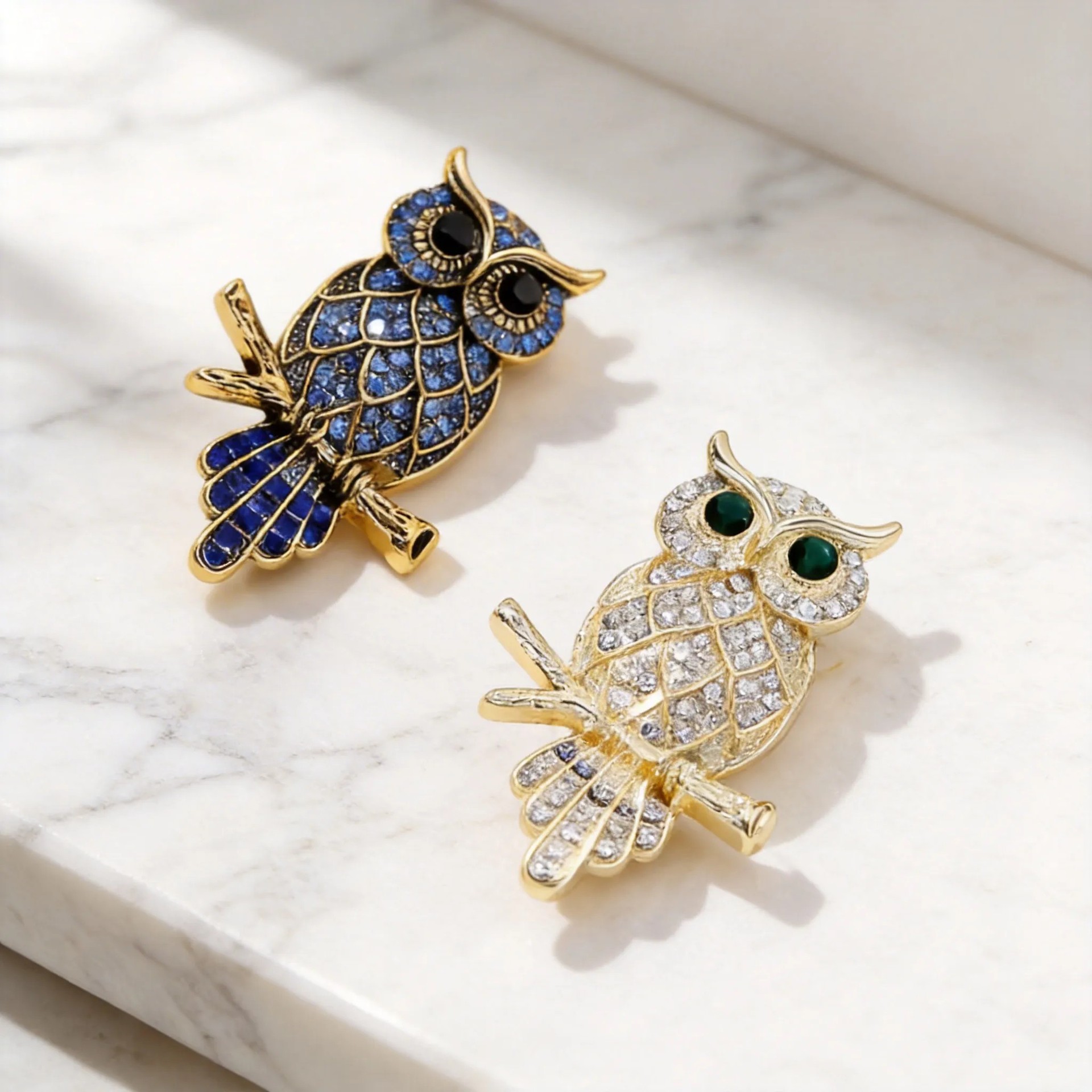 Elegant Owl Enamel Brooch with Diamond-Encrusted Crystals, a Niche Luxury Style Women's Jewelry Gift