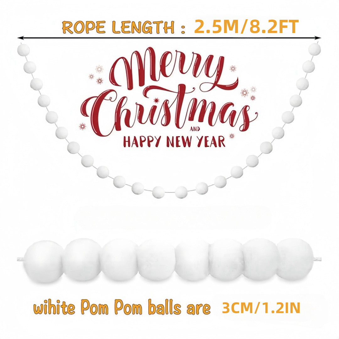 크리스마스 모피 공 배너 화이트