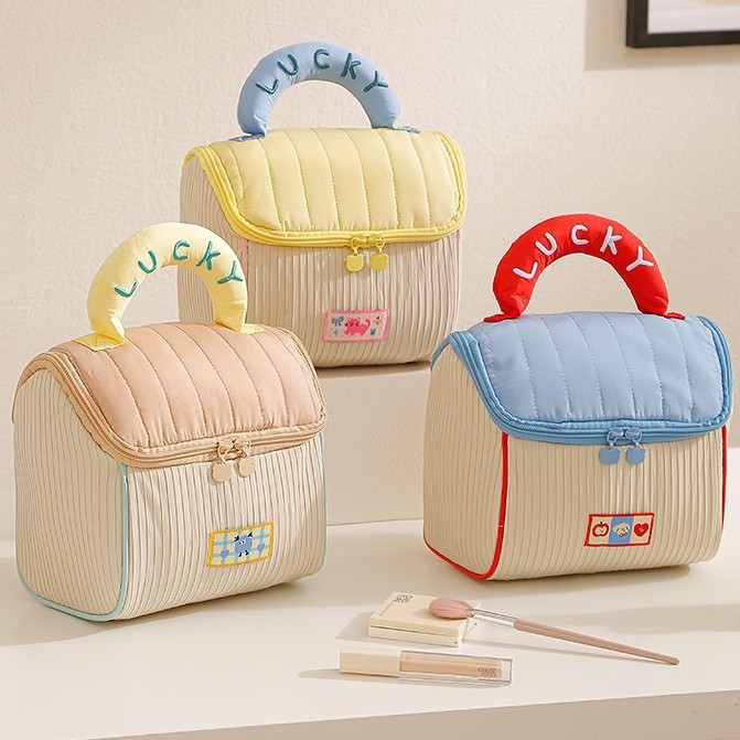 Cute House Cosmetic Bag Large Capacity House Wash Bag Portable Handheld Storage Bag Soft Cute Women's Series Storage Bag