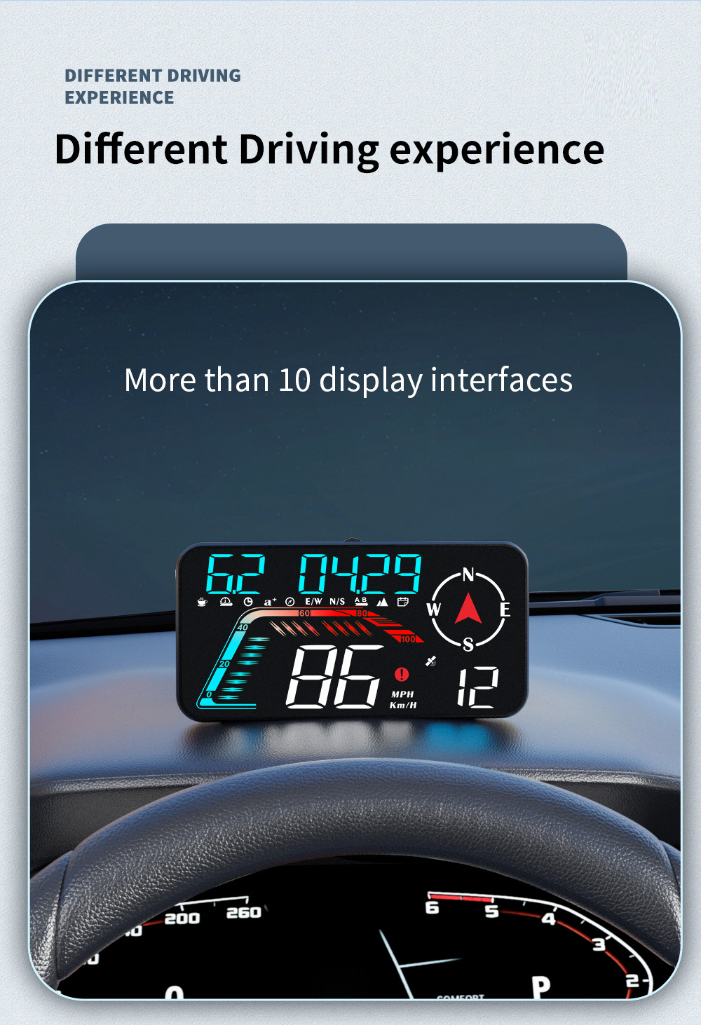 Universal Car HUD Head-Up Display, Beidou GPS Car Driving Direction and Time Display, New Cross-Border Model