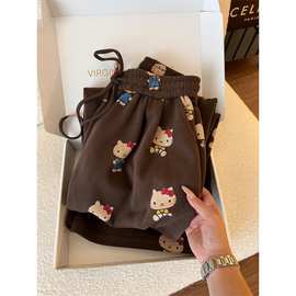 HelloKitty可爱印花少女德绒家居睡裤女秋冬季新款加厚遛弯裤长裤