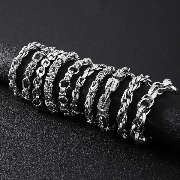 Cross-border Explosive Stainless Steel Men's Bracelet Simple Aggressive Punk High-grade Cuban Titanium Steel Bracelet Men's Bracelet