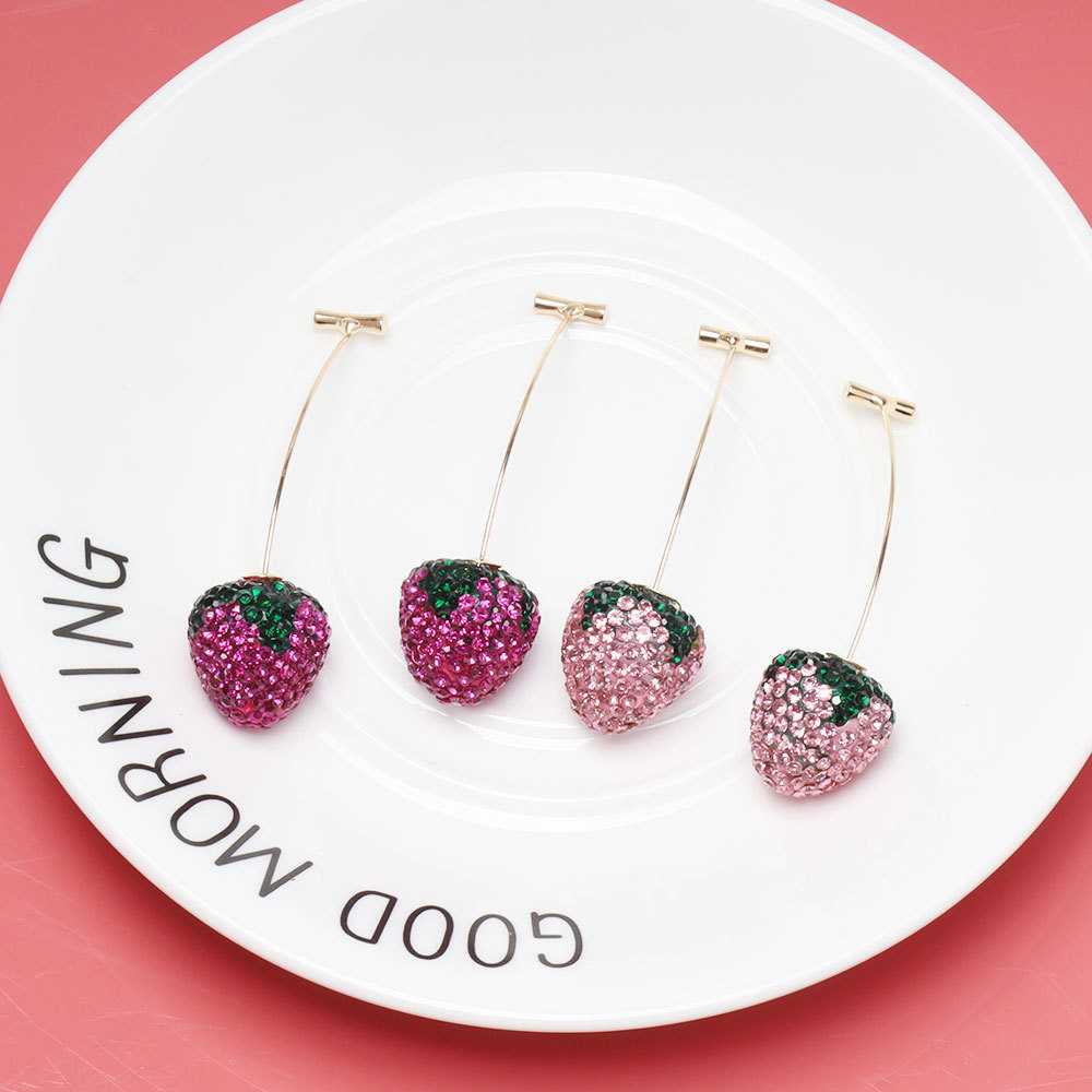 12g Weight Alloy Ear Needle Material Ear Studs Classification 1 Pair Quantity Holiday, Tea Party Occasion Zinc alloy Material Strawberry Pattern All Seasons Season Women's Gender Plating Design Sweet, Simple Style Style 1 Pair Sweet Simple Style Strawberry Plating Zinc Alloy Ear Studs 1