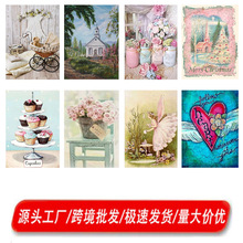 亚马逊热销卡通风景diy厂家十字绣精准印花自己绣diy满绣跨境批发