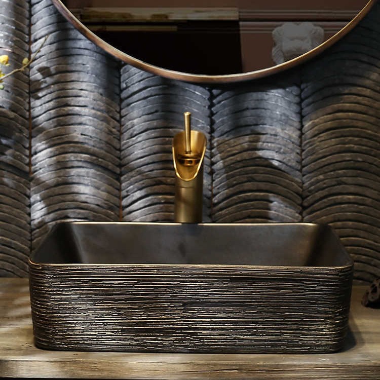 Inn counter basin square Chinese art basin antique washbasin home creative retro ceramic new style wash basin