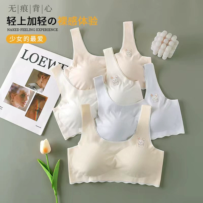 Студенты средней школы, летнее нагрудное нижнее белье из ледяного шелка, Женский развивающий бюстгальтер без бретелек для девочек-подростков больших размеров