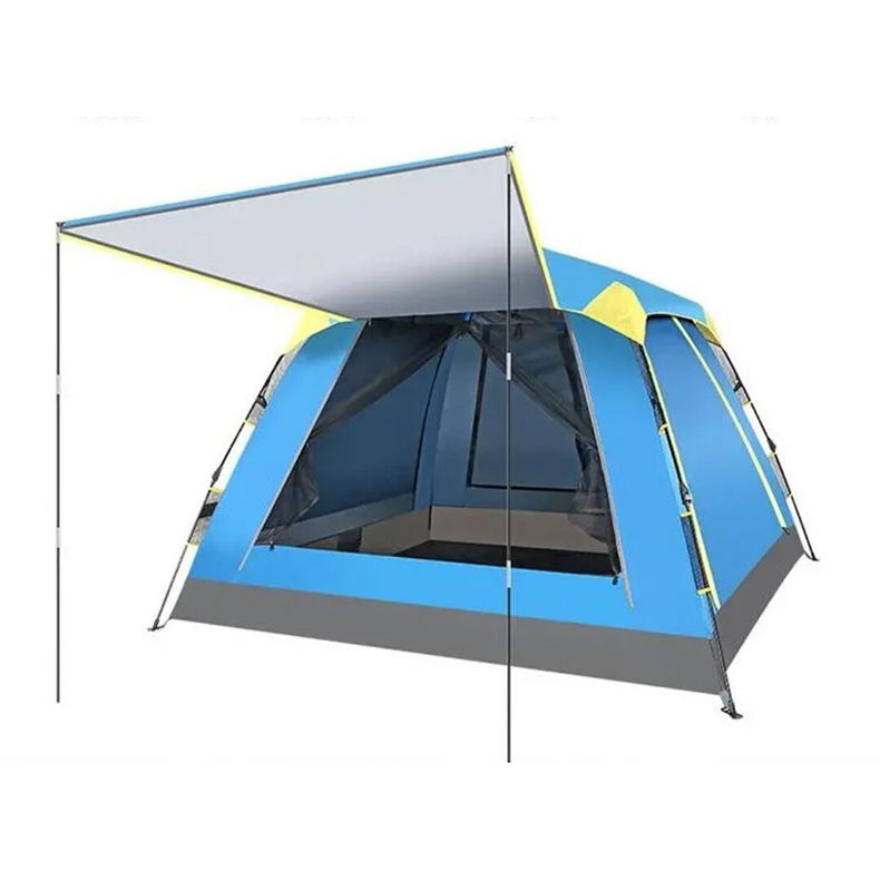 Outdoor Camping Tent Portable Quick-Open Tent for 3-4 People with Silver Coating Camping Tent Car-Mounted Folding Tent