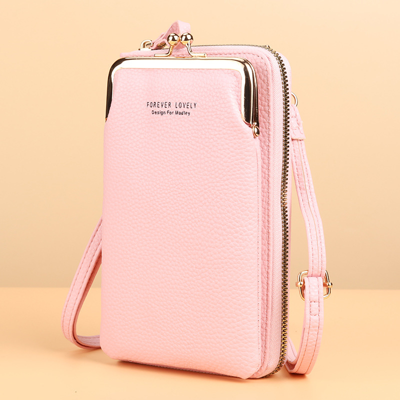 2022 directo de fábrica nuevo bolso del teléfono móvil de las mujeres Corea moda Litchi patrón de color sólido crossbody bolso de hombro cartera