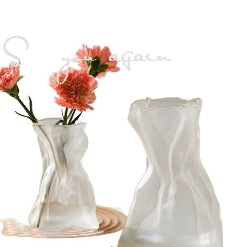 Advanced sense of simplicity, creative irregular housing hostel, vase transparent glass living room desktop flower arrangement water support decorative ornaments