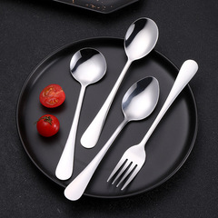 Wholesale hotel spoon with light handle and printed logo 1010 small round spoon fork student canteen spoon household stainless steel spoon