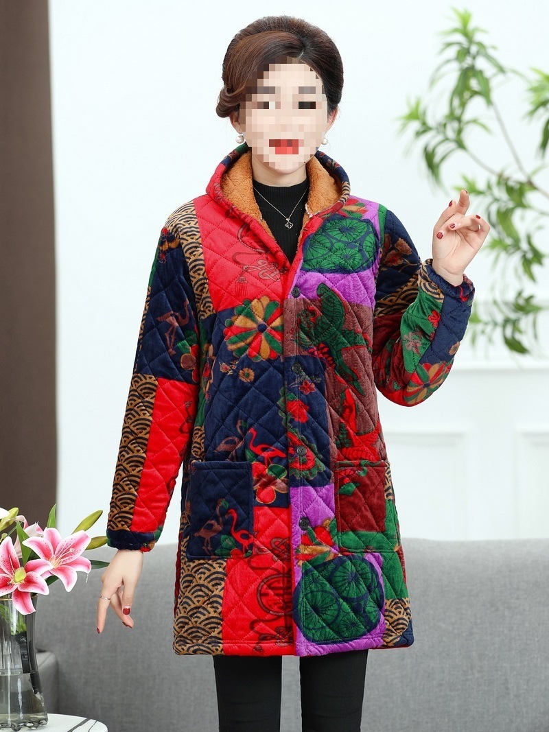 中长款加厚外套棉服保暖工作服女服棉袄夹棉褂加绒四川省罩衣冬季