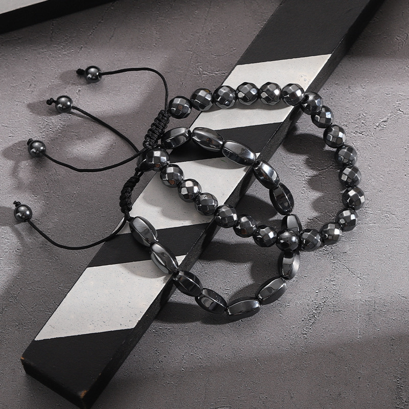 250g Weight Hematite Pendant Material Drawstring Bracelets Classification rope, Hematite Chain Material Beaded Chain, Woven Chain Chain Type Daily, Street Occasion black gallstone Material Geometric Pattern All Seasons Season Men's Gender Streetwear Style Streetwear Geometric Black Gallstone Men's Drawstring Bracelets Men Beaded Bracelets 3