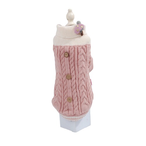 Physical store wholesale dog clothes autumn and winter warm pet clothing buttons sweet sweater teddy cat
