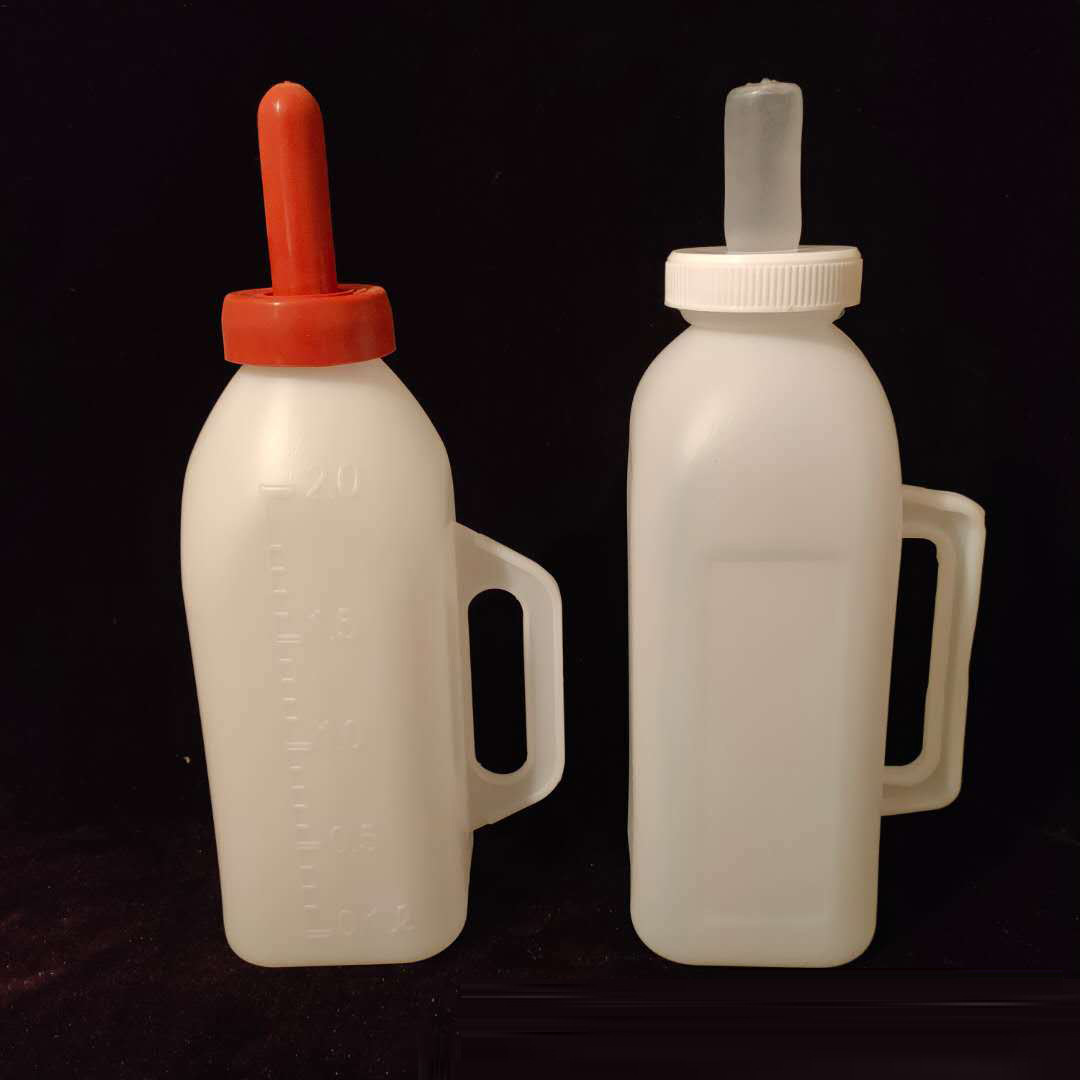 2L 2L veterinaria ternero botella de alimentación cabeza de leche de goma rojo pezón vaca botella de alimentación mango sólido botella de alimentación de gran capacidad