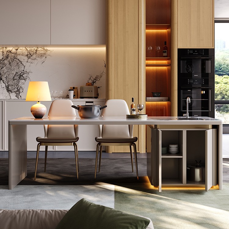 Mesa de comedor de pizarra de roca, apartamento pequeño, hogar, moderno, simple, ligero, lujo, nueva mesa de mesa de isla Qiping multifuncional de alta gama, una mesa de comedor