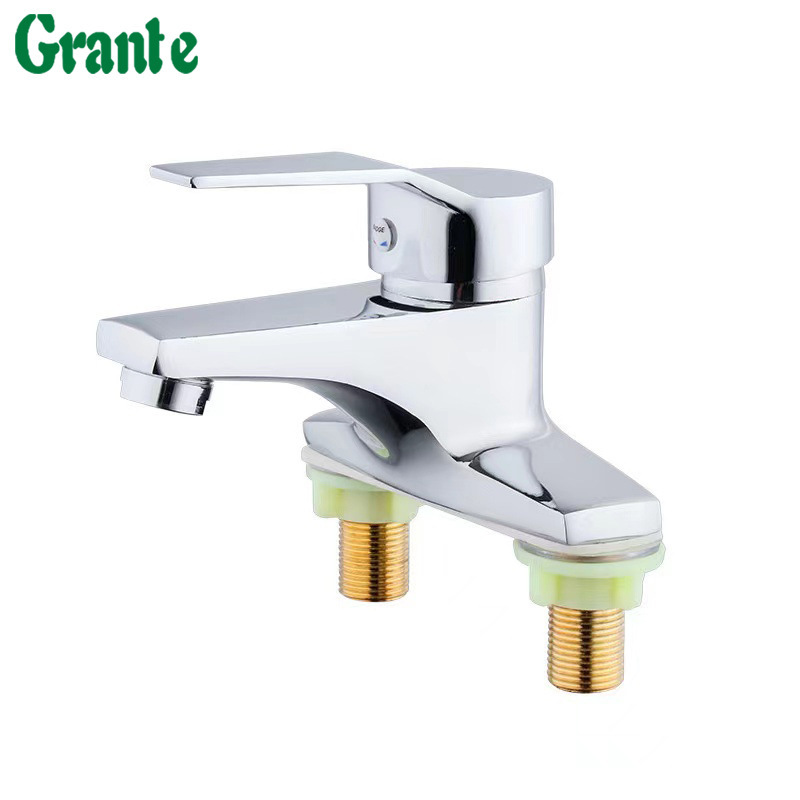 Copper Basin hot and cold faucet bathroom sink basin washbasin household double hole old-fashioned mixing valve Copper Basin hot and cold faucet bathroom sink basin washbasin household double hole old-fashioned mixing valve