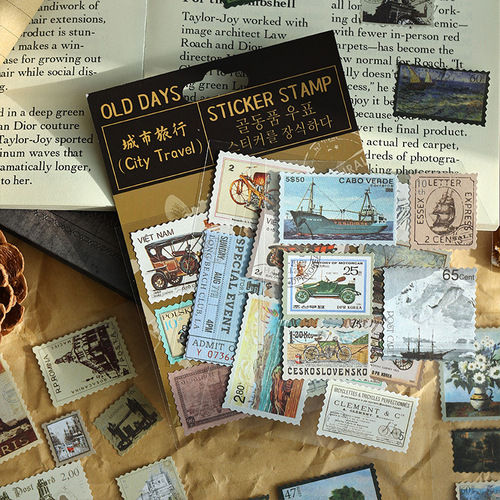 Human Messenger Handbook Retro Stamp Goo Card Sticker Children's Handbook DIY Material Sticker Whole Package Set Wholesale