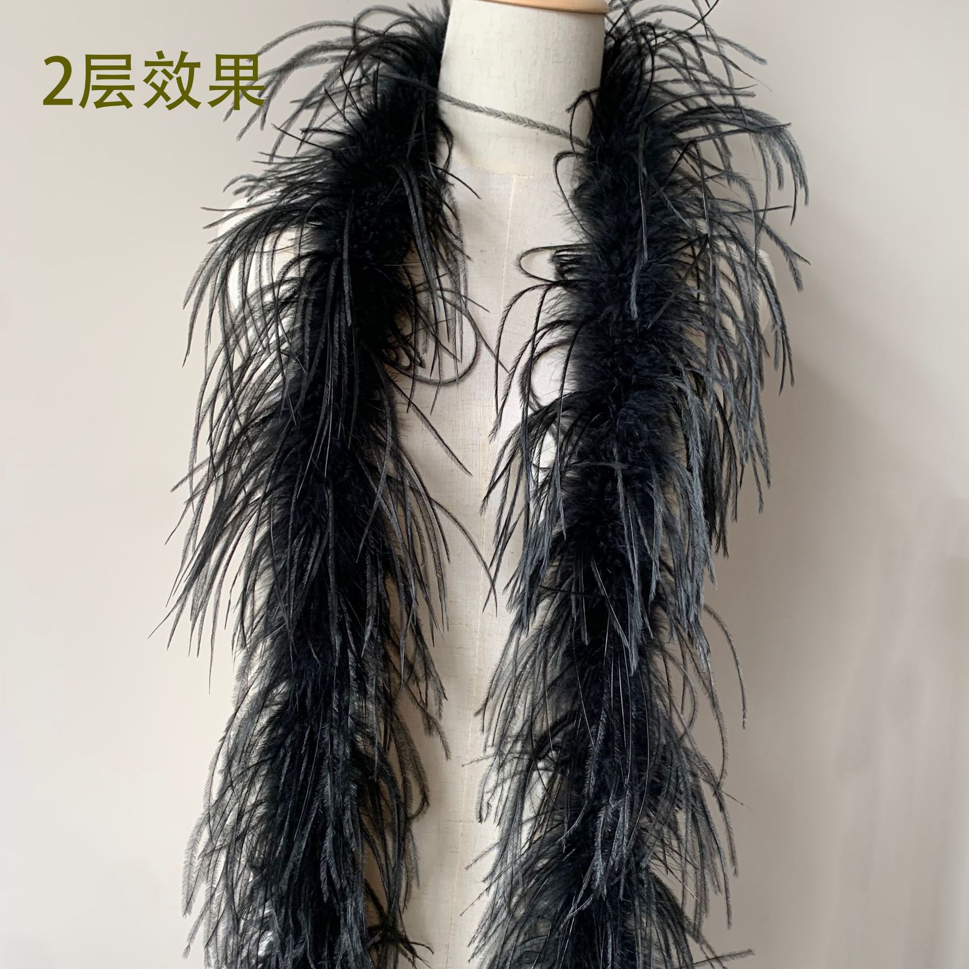羽毛条鸵鸟毛条毛丝13-15cm1-10层服装辅料裙摆装饰材料羽毛绒毛
