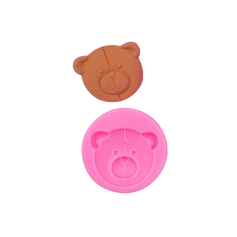 Oso lindo molde cara de dibujos animados molde de silicona DIY hecho a mano jabón molde de arcilla Fondant molde de pudín de chocolate