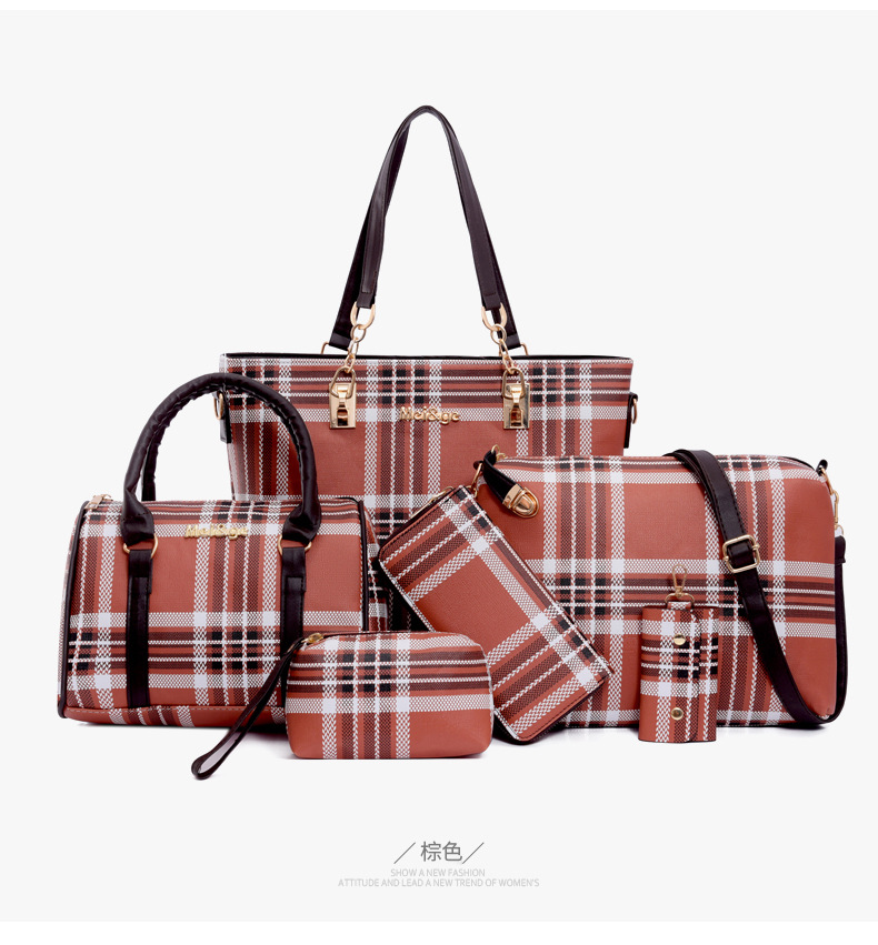 Wholesale of 2024 new styles of European and American retro six-piece single-shoulder bags and hand-carry crossbody bags for foreign trade women's fashion mother-and-child bags undefined