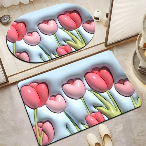 Expansive carpet imitation diatom mud absorbent floor mat strawberry household bathroom soft mat non-slip quick-drying foot mat manufacturer wholesale