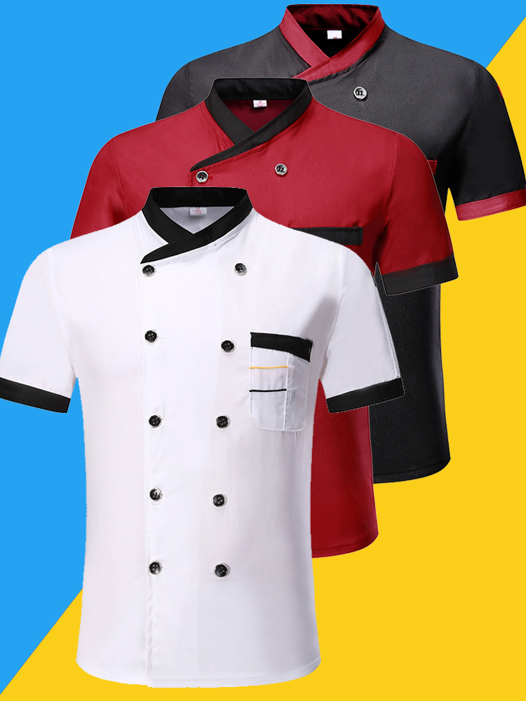 Ropa de chef de manga corta catering Hotel ropa de trabajo ropa de chef para hombres y mujeres restaurante occidental restaurante chef ropa de trabajo manga larga transpirable