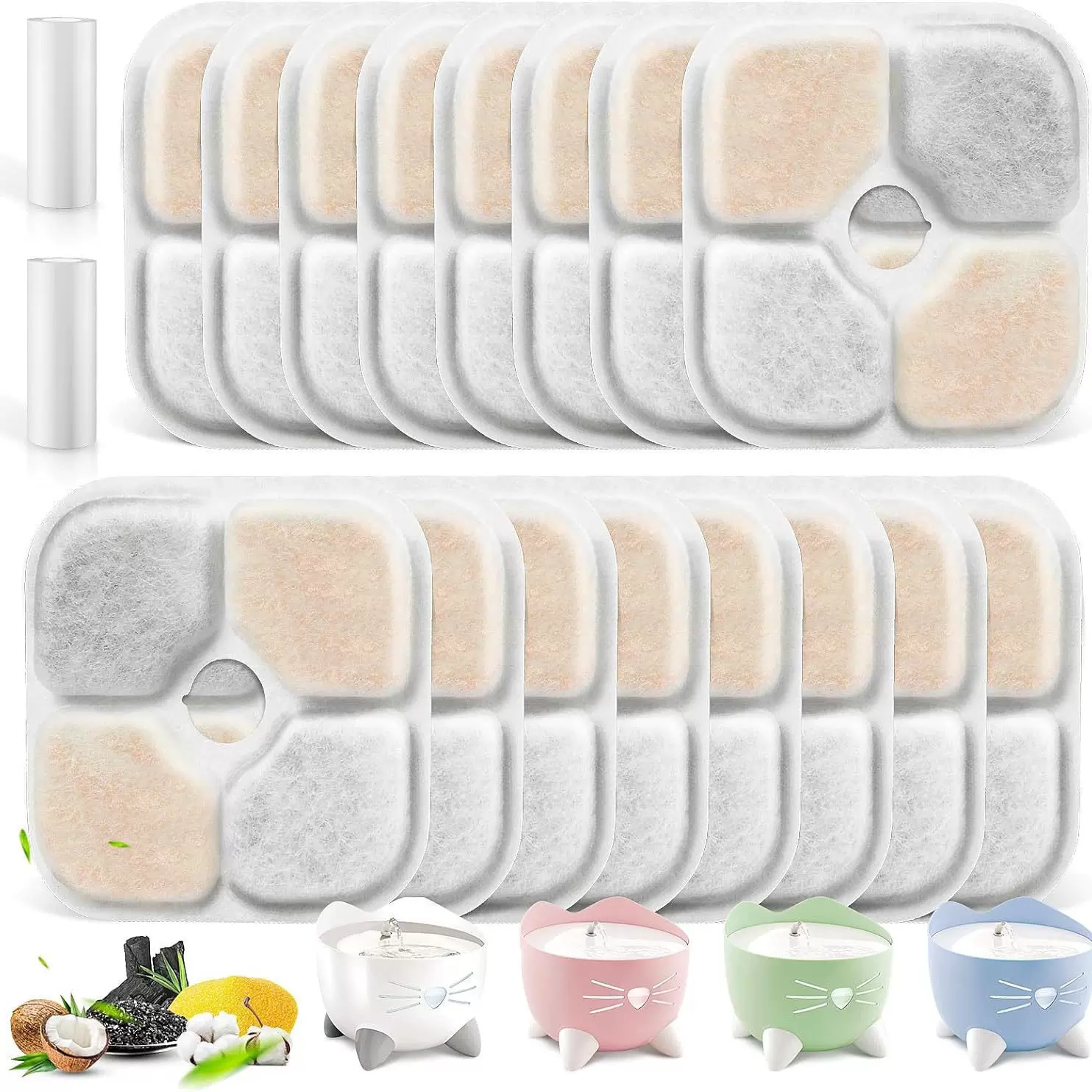 16个装猫咪智能喷泉过滤器替换件 宠物饮水机滤芯健康饮水