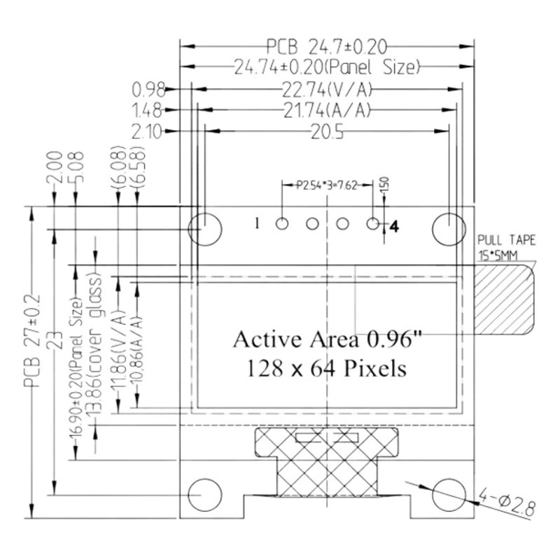 M 0.96inch Модуль OLED-дисплея AI Xiaozhi Display 1315 I2C последовательный порт 12864 точечная матрица 3,3 В
