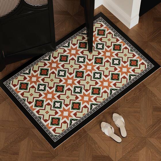 French Retro Leather Floor Mat Hallway Waterproof Oil-proof Non-slip Mat Outdoor Door Cuttable Wash-free Erasable Floor Mat