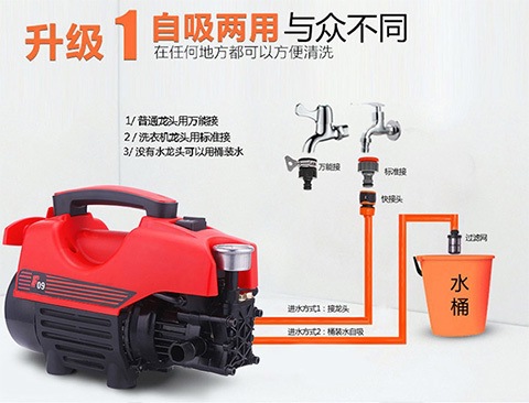Fully Automatic Self-Priming High-Pressure Car Washing Machine 220V Household Cleaning Machine Car Washing Artifact Water Pump Water Gun Portable Self-Priming