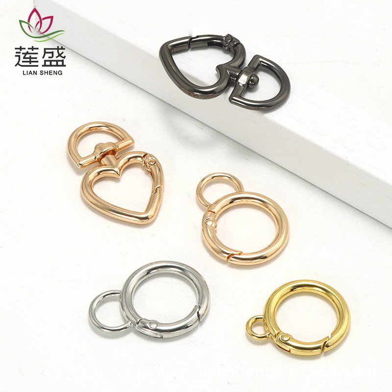 Bag ring key ring ring bag accessories open metal round ring spring buckle 2024 exquisite