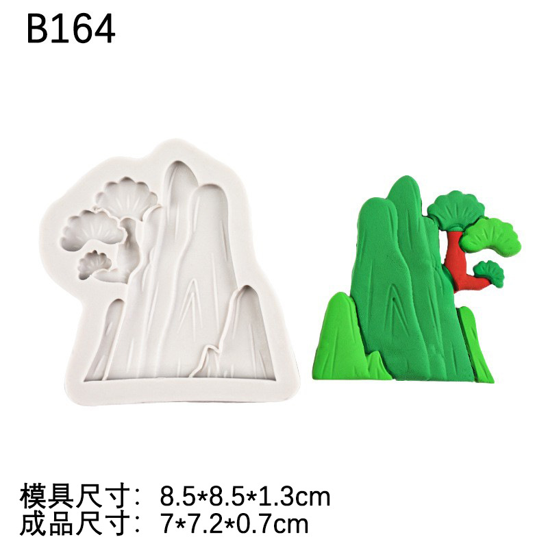 Año Nuevo estilo chino auspicioso dragón spray hornear fondant cake decoración montaña edificio casa chocolate molde de silicona