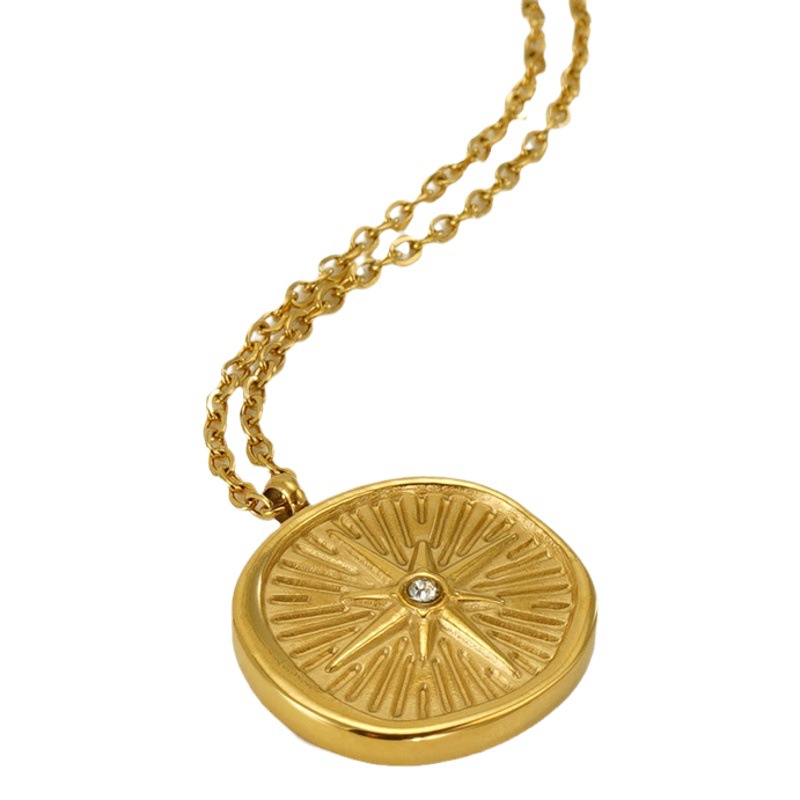 Acero inoxidable transfronterizo Europa y los Estados Unidos moda ins ocho Maung estrella diamante retro COLLAR COLGANTE pequeño fresco Luz de lujo viento