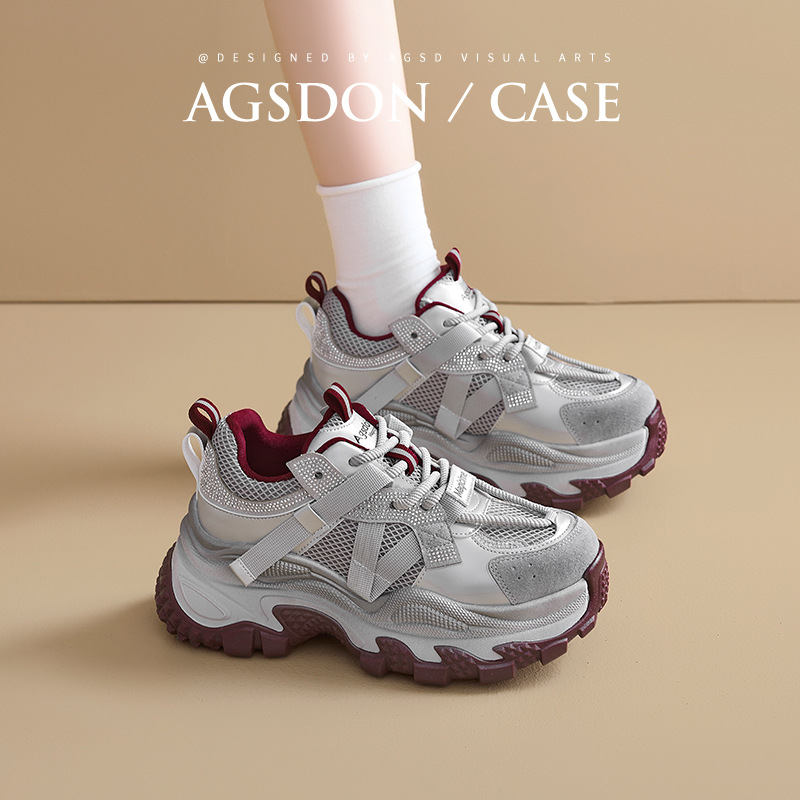 Zapatos de padre y mujer 2026 nuevo primavera retro gris rojo deportivo pequeño zapatos casuales