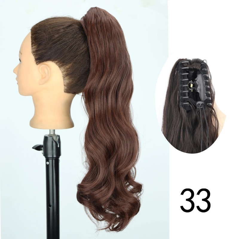 24inch ロングカーリーポニーテール高温繊維女性ビッグウェーブカーリーヘアグリップクリップポニーテールエクステンション|undefined