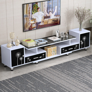 Living Room Tv Cabinet Coffee Table Tempered Glass Retractable Tv Cabinet Package Simple Modern Solid Wood New Floor-Standing Cabinet