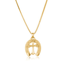 日本流行款式 U形十字架铜镀金项链 冷淡风轻奢个性项链两色现货