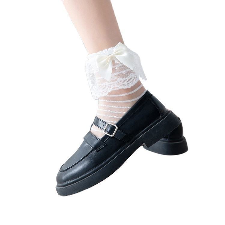 Wholesale High-Quality Comfortable Striped Lace Women's Transparent Ankle Socks in Black, White, Blue, and Green Wholesale High-Quality Comfortable Striped Lace Women's Transparent Ankle Socks in Black, White, Blue, and Green