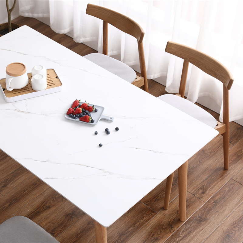 Mesa de comedor nórdica de madera maciza con sillas blancas puras, mesa de comedor larga de estilo japonés de roble para apartamentos pequeños, mesa de comedor para apartamentos pequeños