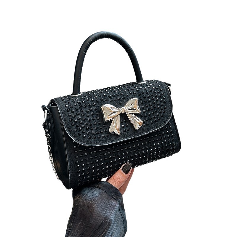 (2개) 풀 다이아몬드 언더암 작은 가방 2024 새로운 가을 여성 다이아몬드 체인 백 세련된 어깨 크로스 바디 백