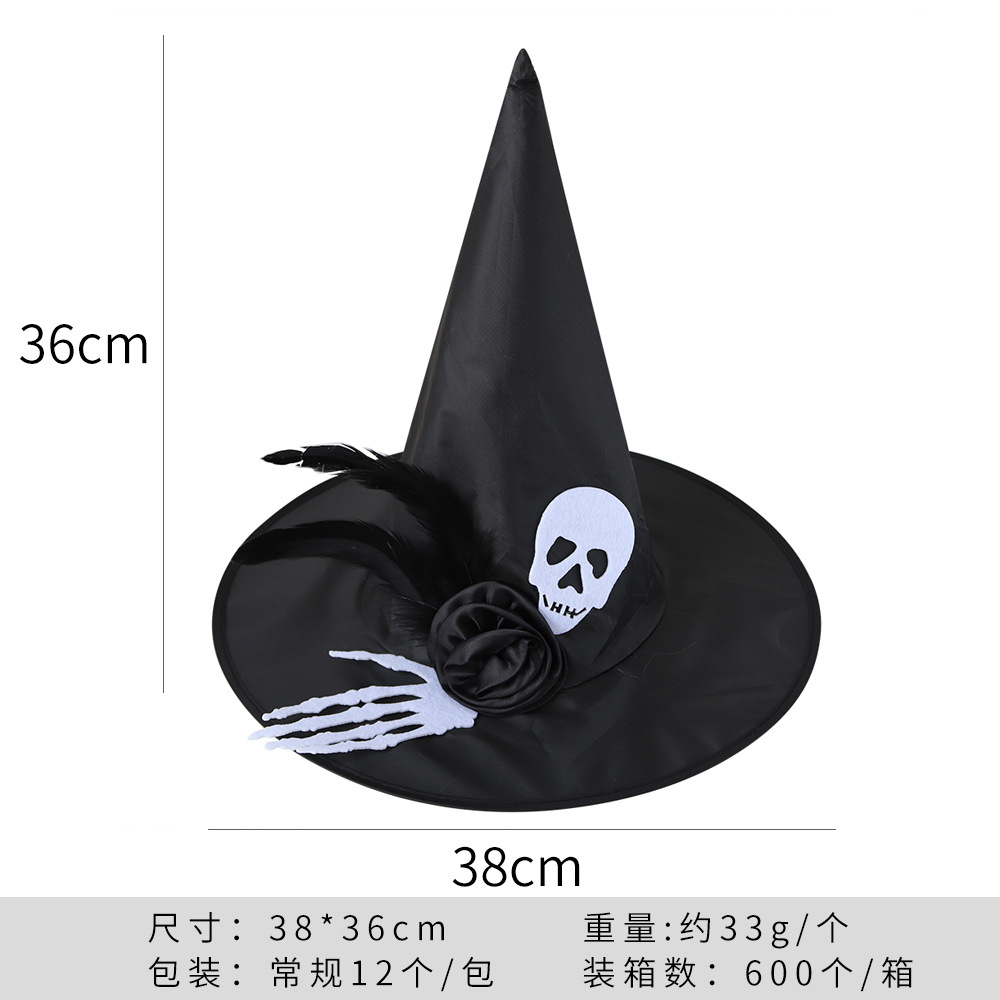 Halloween bruja sombrero fiesta bola decoración cráneo mano bruja sombrero Oxford paño magia bruja sombrero Accesorios