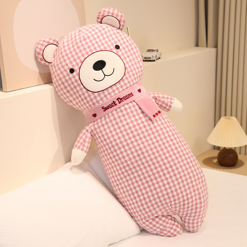 Bufandas de dibujos animados osos dormidos almohada de brazo largo dormitorio piernas de sujeción lateral almohada de cama almohada de cama almohada tela desmontable