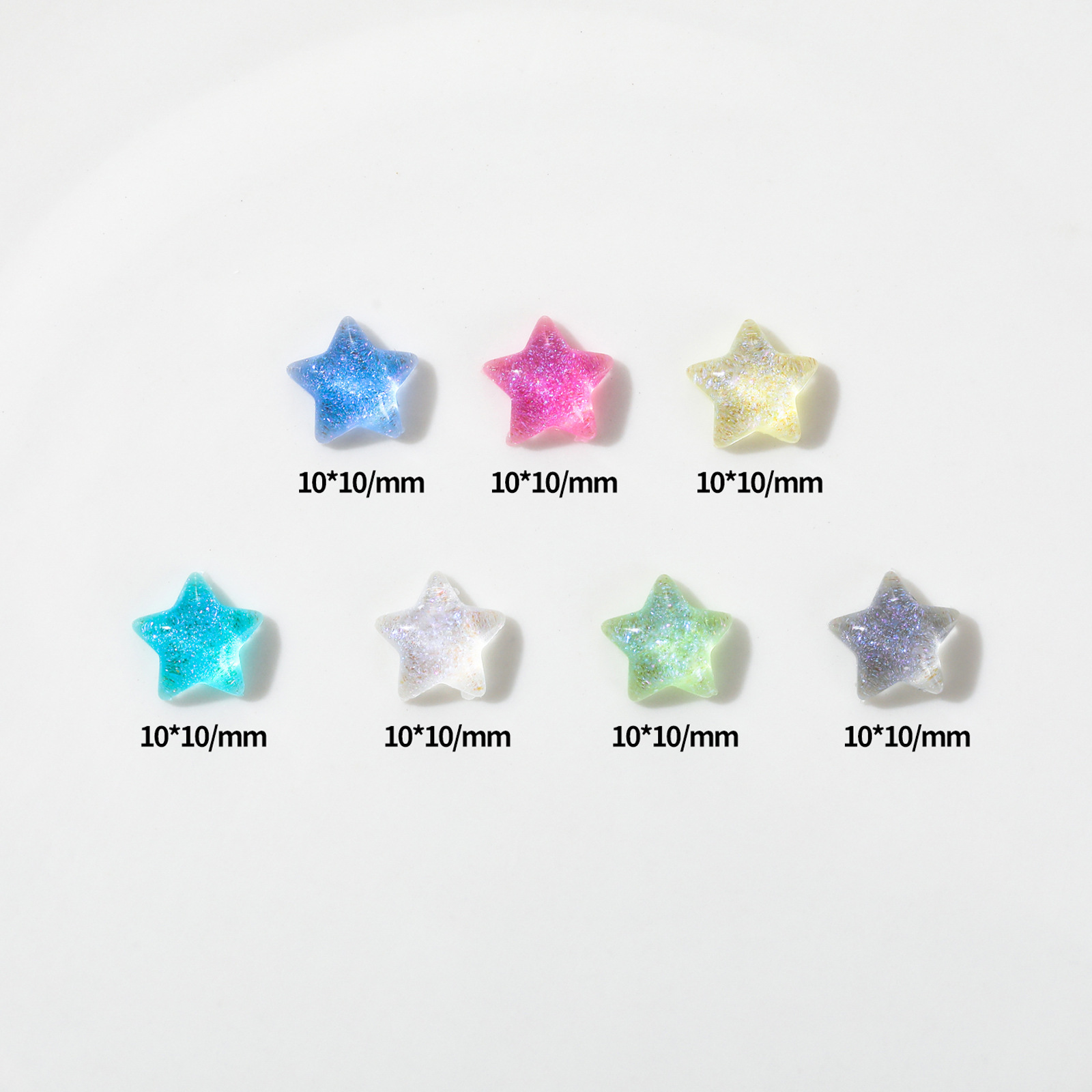 Colorido estrella de cinco puntas accesorios de uñas oro luminoso Mocha estrella resina accesorios DIY uñas horquilla Accesorios