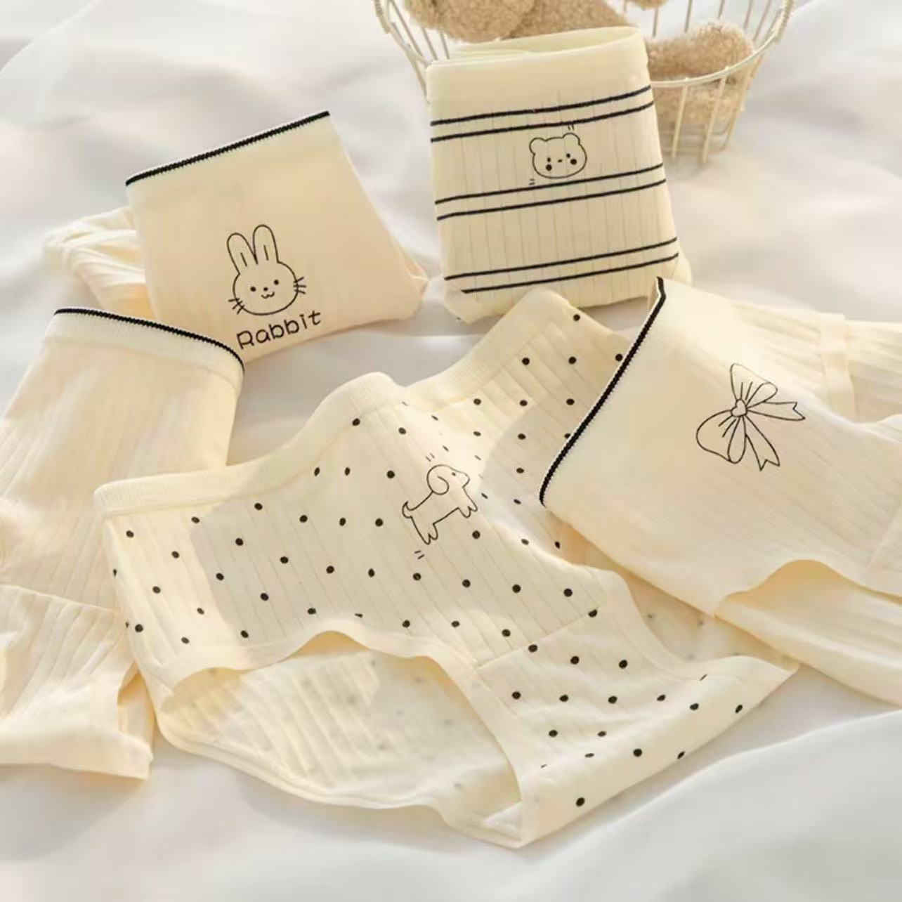 Yashi Girls' Underwear Class a 100% Cotton Primary and Secondary School Students Large Size Cotton Mid-Waist Triangle Japanese Style Summer Thin Style