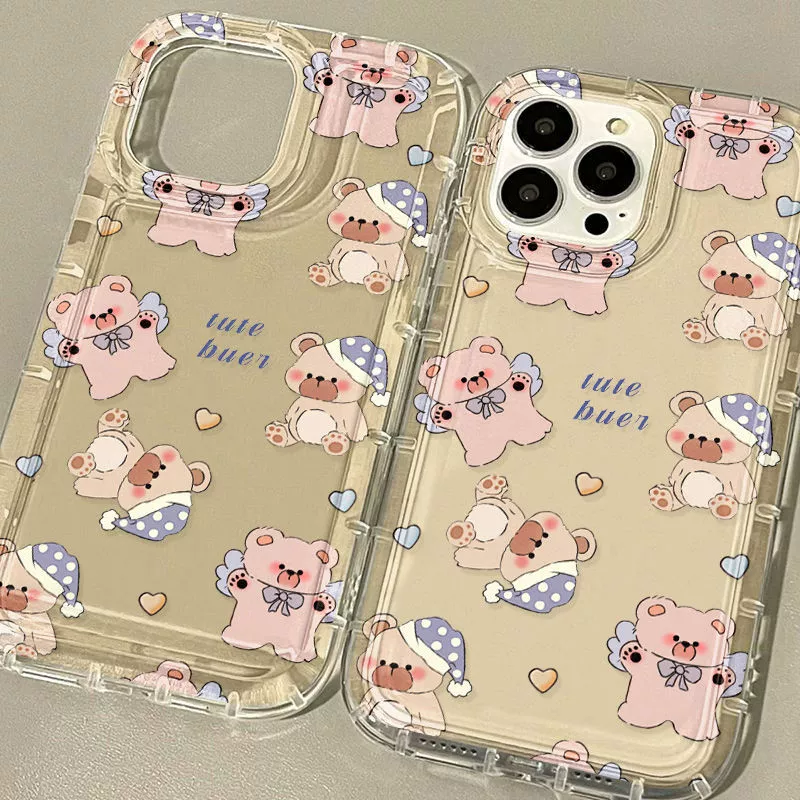 Яблоко, милый совместимый чехол для телефона, iPhone14 Pro, iPhone 12, с маленькими мишками, iphone, 13